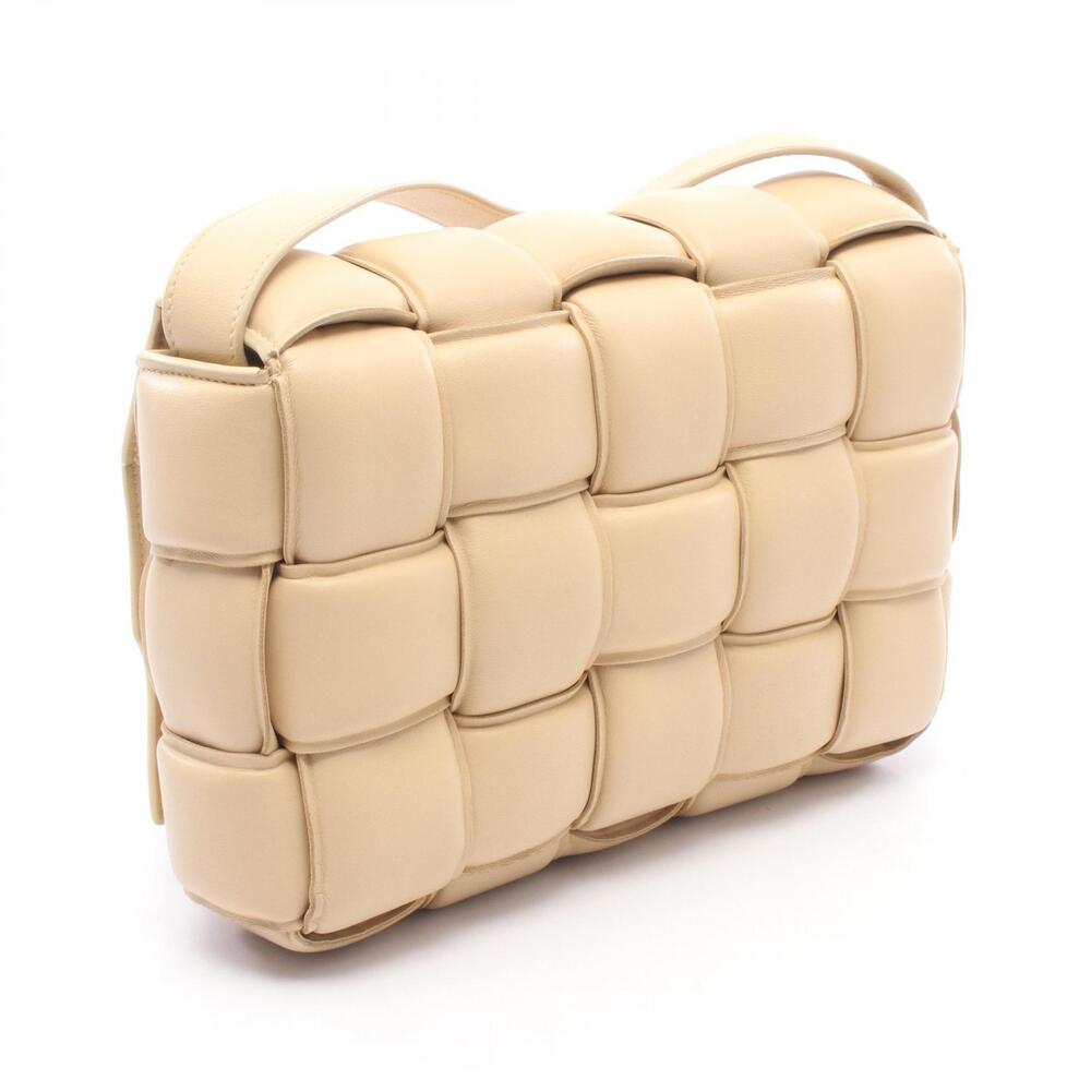 Bottega Veneta Intrecciato Leather Padded Bag Shoulder Beige Cassette Tan